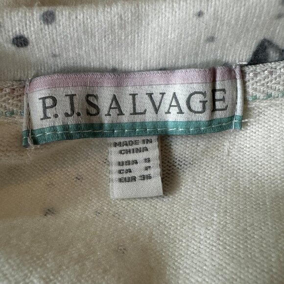 NWT P.J. SALVAGE Crewneck Long Sleeve Pajama Lounge Top Ivory & Gray Sta… - Picture 6 of 15
